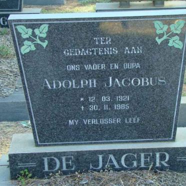 JAGER Adolph Jacobus, de 1921-1985