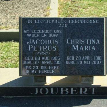 JOUBERT Jacobus Petrus 1905-1987 &amp; Christina Maria 1916-2007