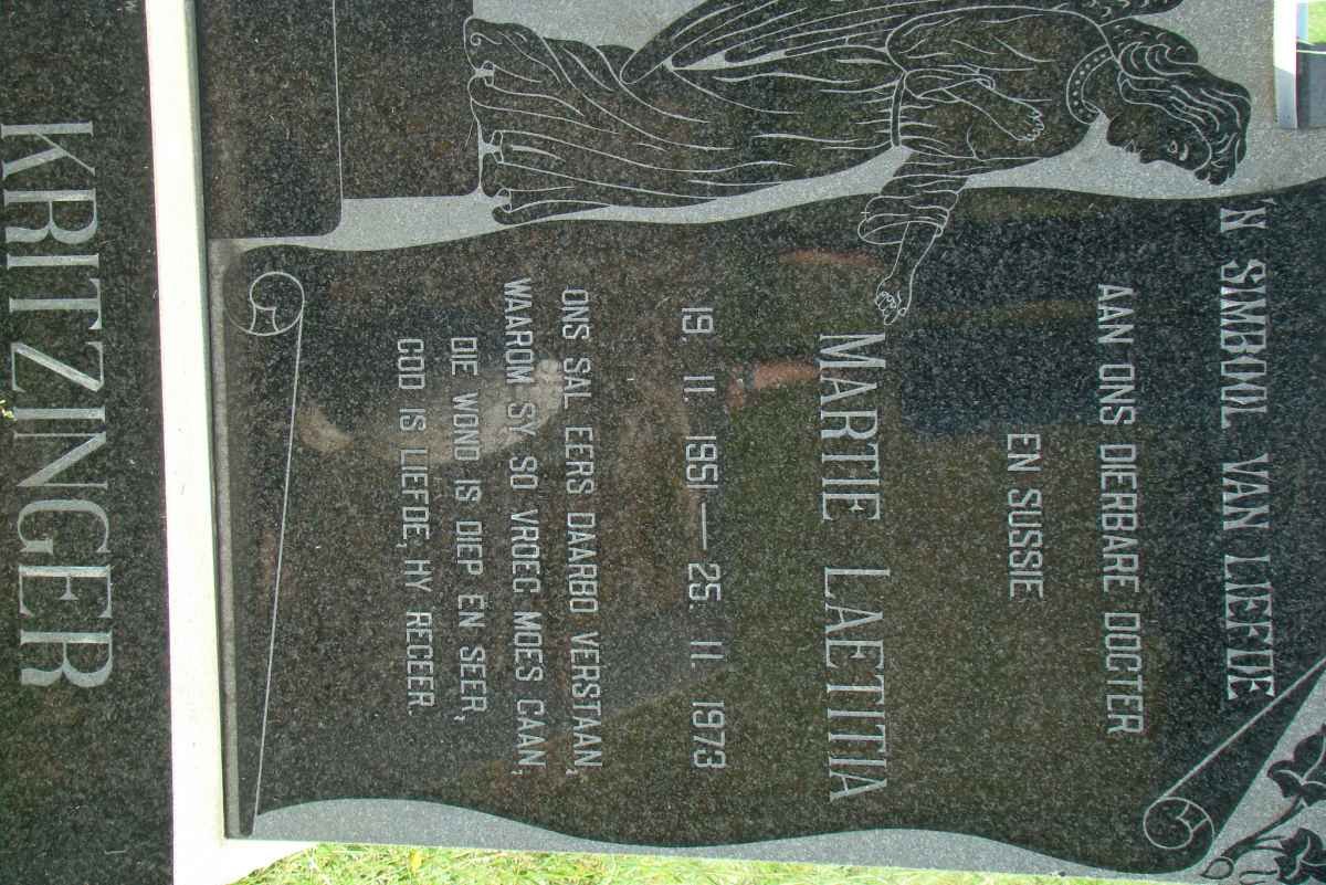 KRITZINGER Martie Laetitia 1951-1973