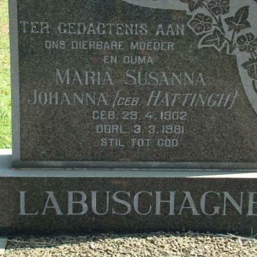 LABUSCHAGNE Maria Susanna Johanna nee HATTINGH 1902-1981