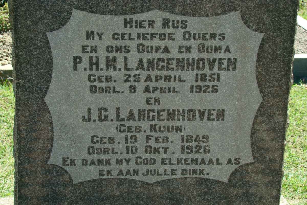 LANGENHOVEN P.H.M. 1851-1926 &amp; J.G. KUUN 1849-1926