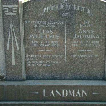 LANDMAN Lucas Wilhelmus 1899-1958 &amp; Anna Jacomina 1900-1979