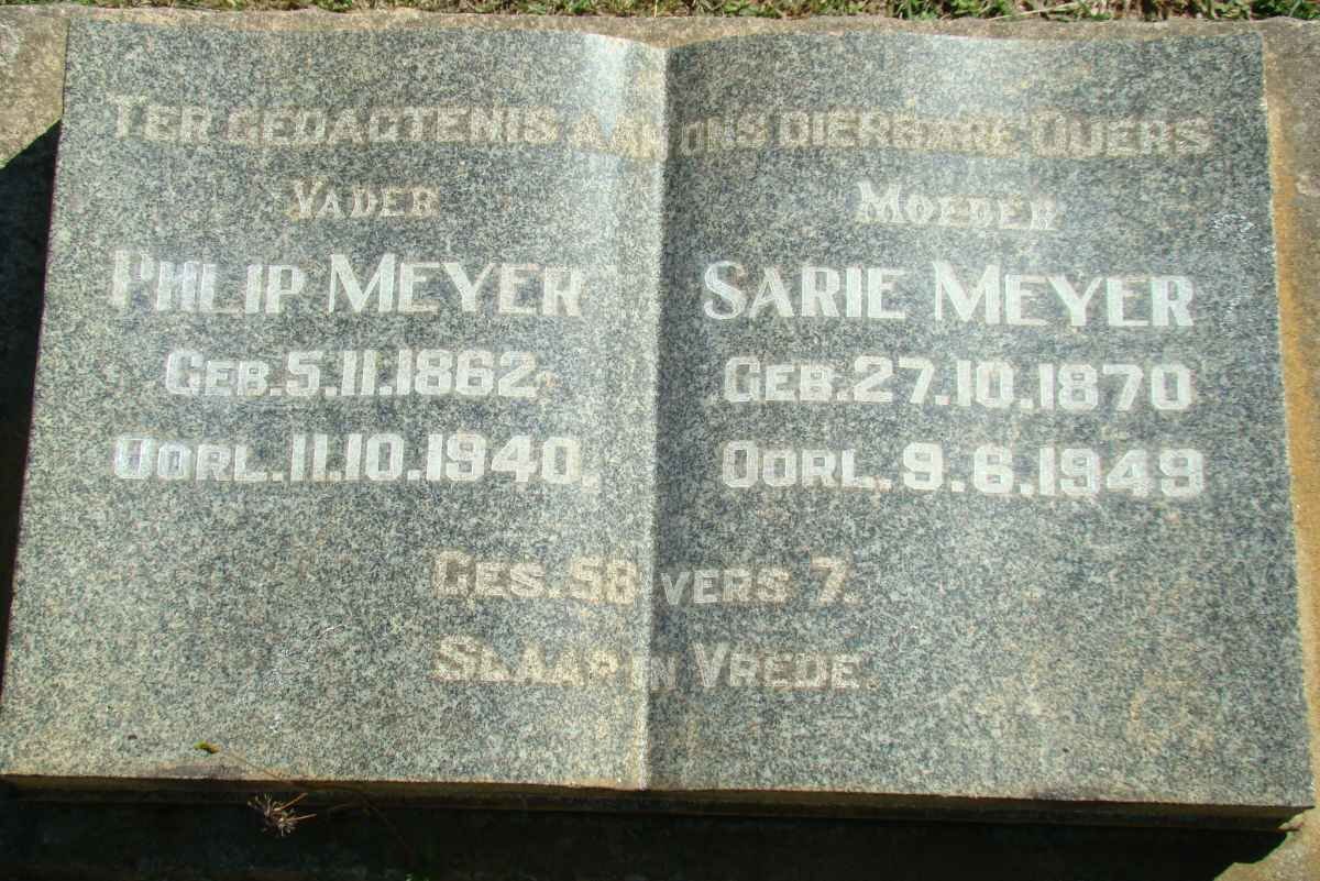 MEYER Phlip 1862-1940 &amp; Sarie 1870-1949
