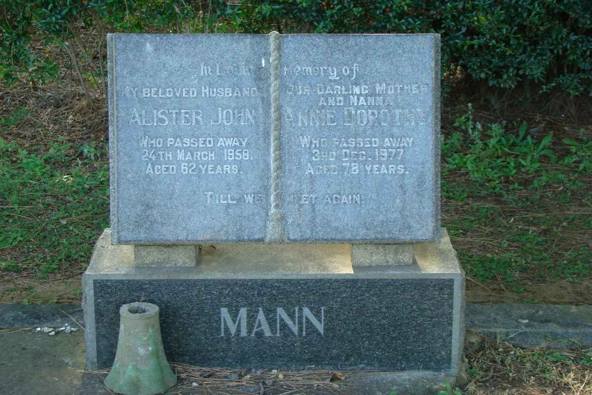 MANN Alister John -1958 &amp; Annie Dorothy -1977