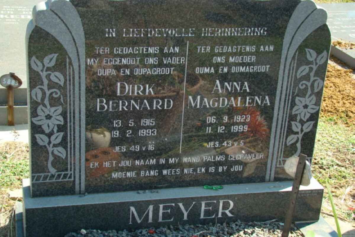 MEYER Dirk Bernard 1915-1993 &amp; Anna Magdalena 1923-1999