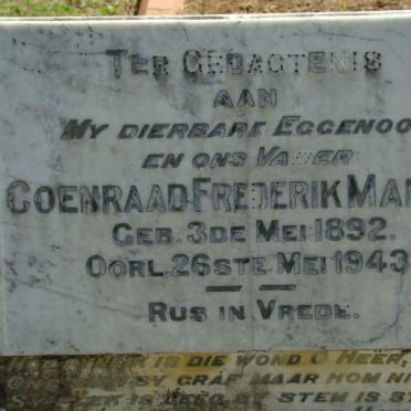 MARAIS Coenraad Frederik 1892-1943