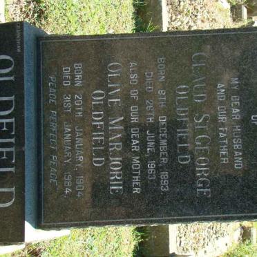 OLDFIELD Claud St. George 1893-1963 &amp; Olive Marjorie 1904-1984