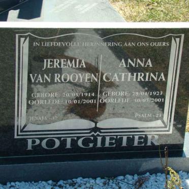 POTGIETER Jeremia van Rooyen 1914-2001 &amp; Anna Cathrina 1923-2001