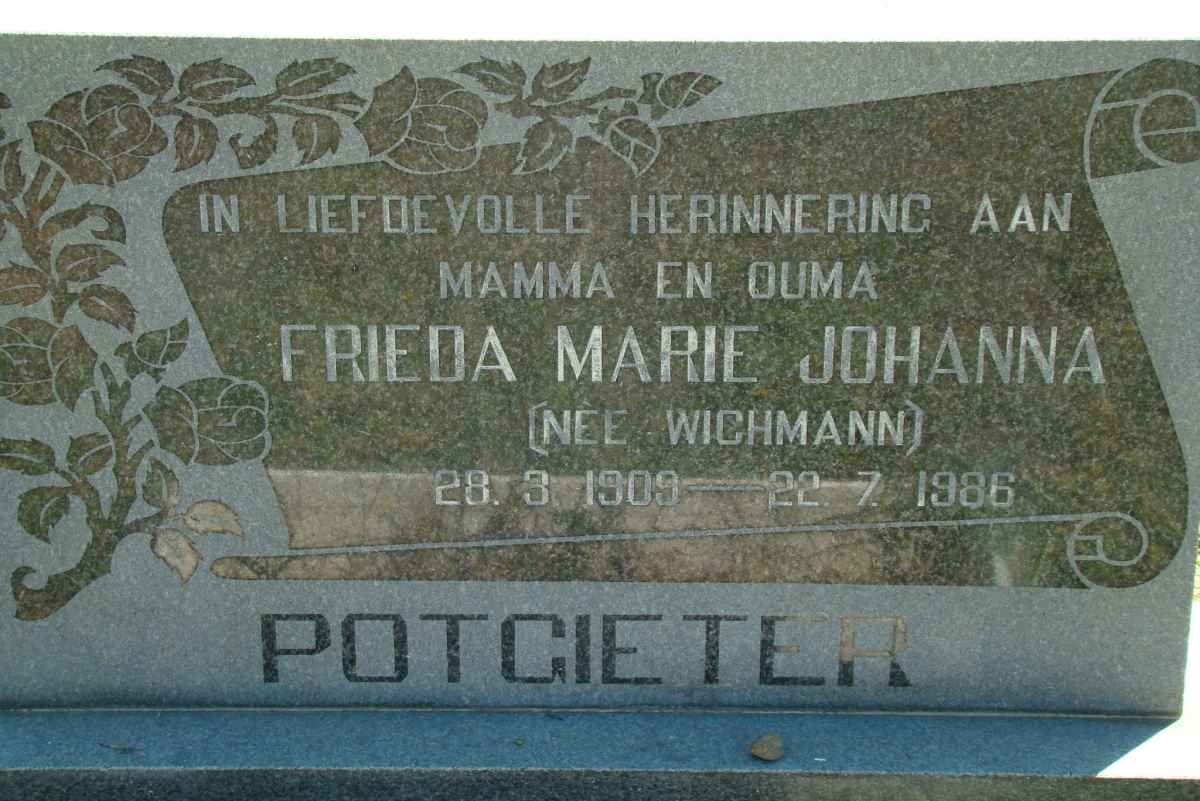 POTGIETER Frieda Marie Johanna nee WICHMANN 1909-1986