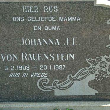 RAUENSTEIN Johanna J.E., von 1908-1987
