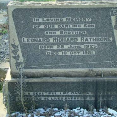 RATHBONE Leonard Richard 1925-1951