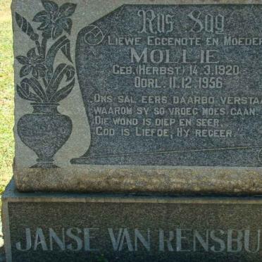RENSBURG Mollie, Janse van nee HERBST 1920-1956