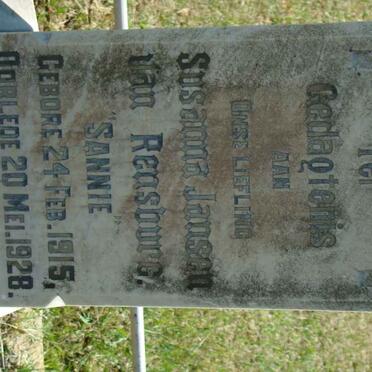 RENSBURG Susanna, Jansen van 1915-1928