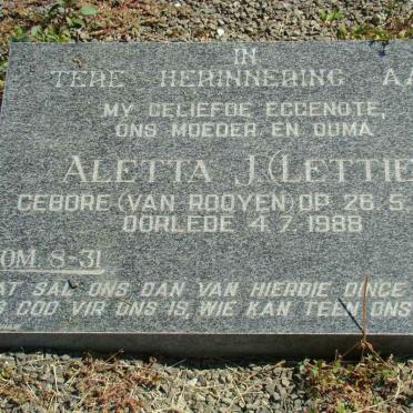 ? Aletta J. nee VAN ROOYEN 1903-1988