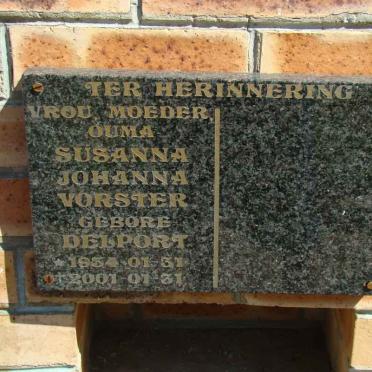 VORSTER Susanna Johanna nee DELPORT 1934-2001
