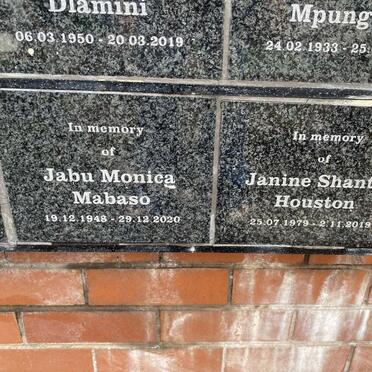 MABASO Jabu Monica 1948-2020 :: HOUSTON Janine Shantel 1979-2019