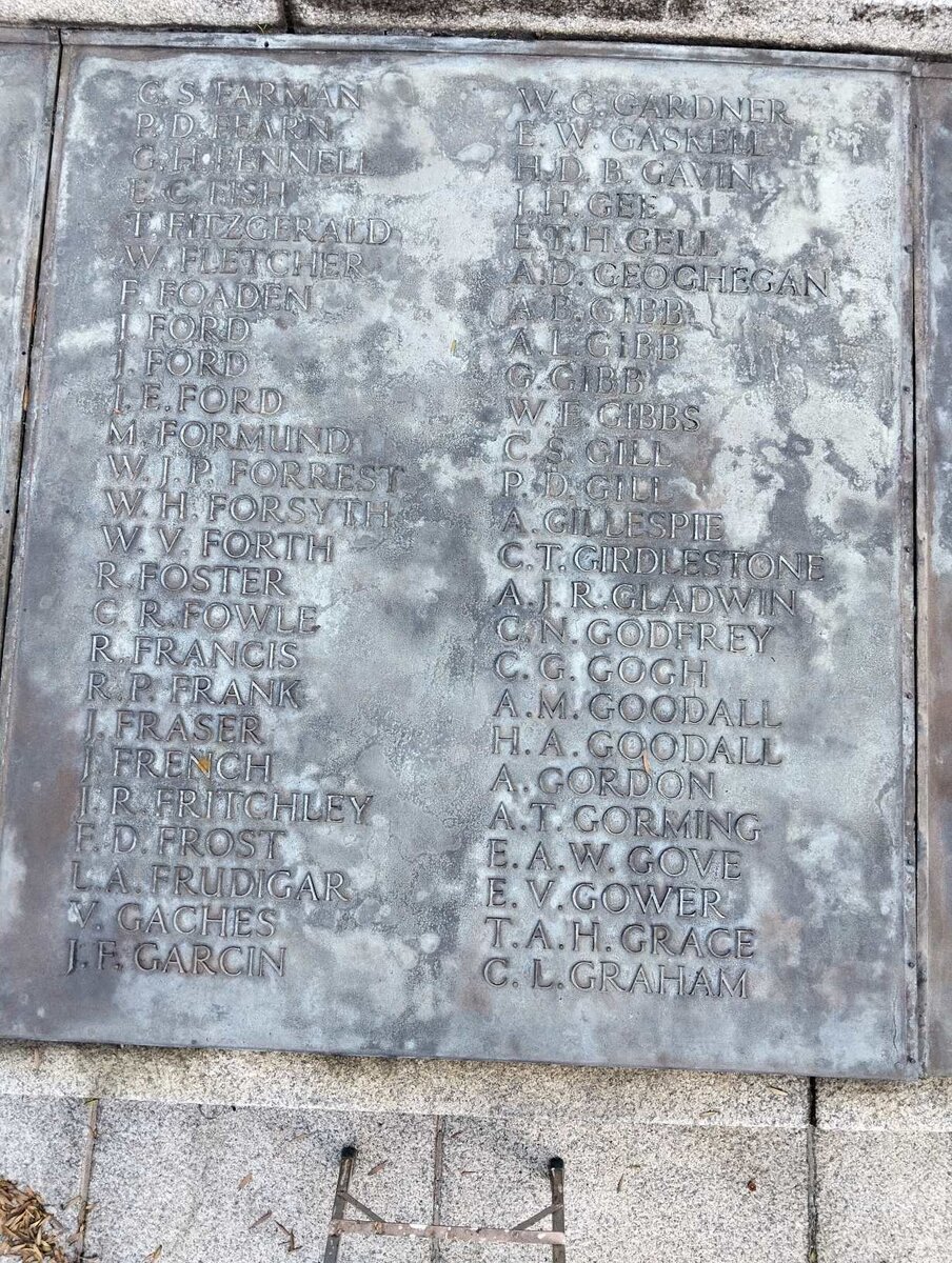 Durban Cenotaph_ 07 :: F - G Surnames