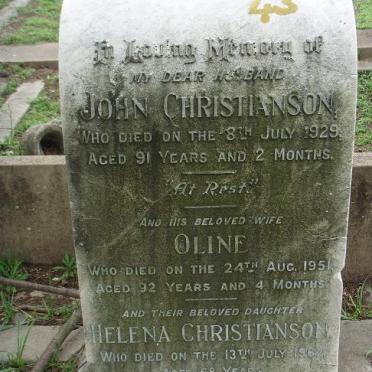 CHRISTIANSON John -1929 &amp; Oline -1951 :: CHRISTIANSON Helena  -1962