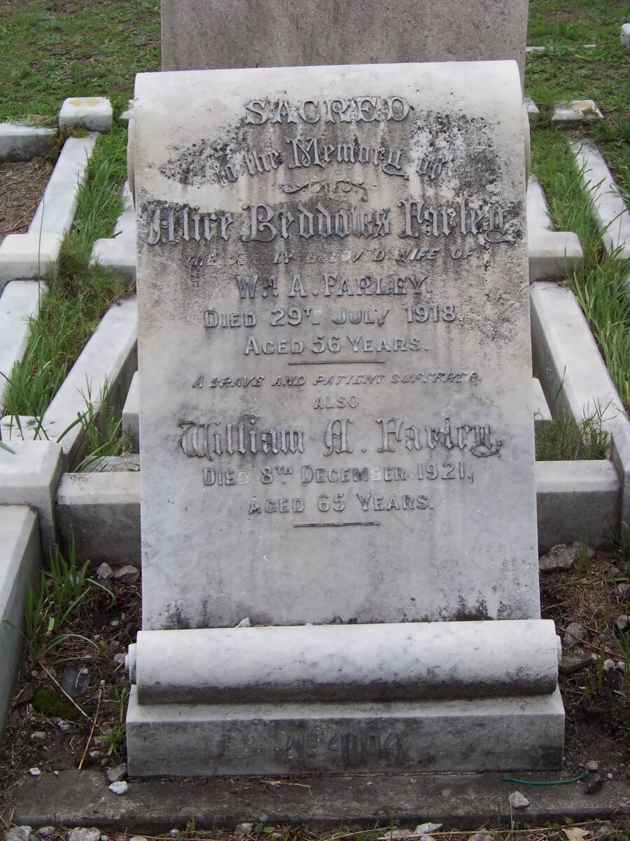 FARLEY William A. -1921 & Alice Beddows -1918