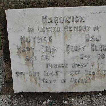 HARDWICK Henry Herbert -1944 &amp; Mary Edia -1944