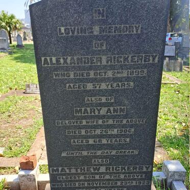 RICKERBY Alexander -1899 & Mary Ann -1906 :: RICKERBY Matthew -1923 