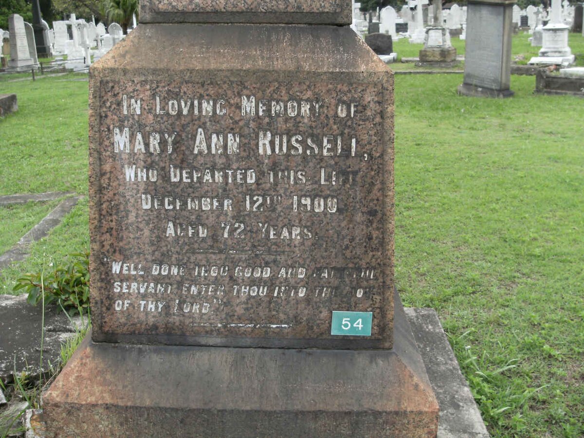 RUSSELL Mary Ann -1900