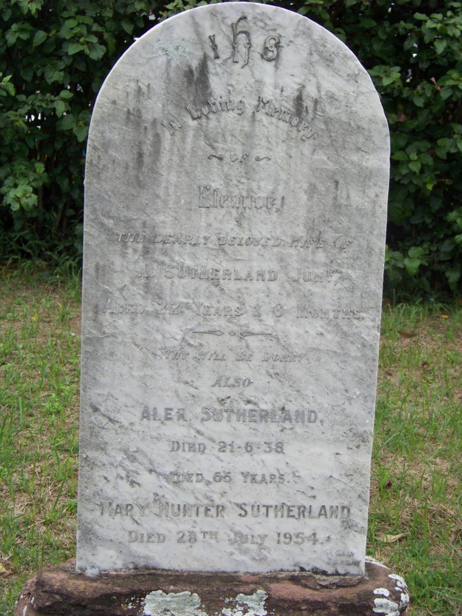 SUTHERLAND Alex. -1938 &amp; Mary Hunter -1954 :: SUTHERLAND Eleanor