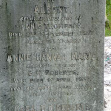 THOMPSON Albert -1917 :: ROBERTS Gerald H. 1951 &amp; Annie Hannah Maria -1937