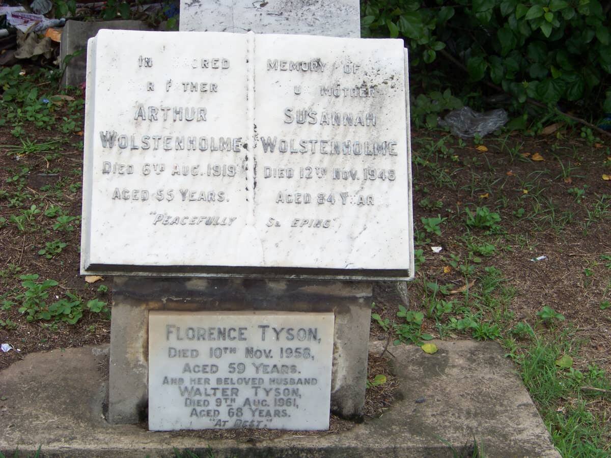 WOLSTENHOLME Arthur -1919 &amp; Susannah -1946 :: TYSON  Walter -1961 &amp; Florence -1958