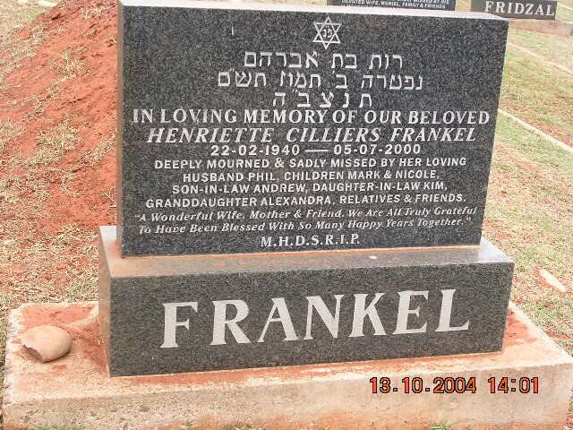 FRANKEL Henriette Cilliers 1940-2000
