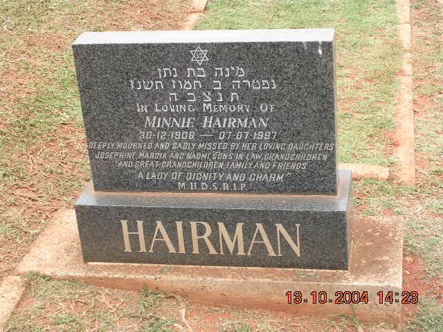 HAIRMAN Minnie 1908-1997