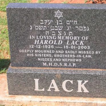 LACK Harold 1926-2003