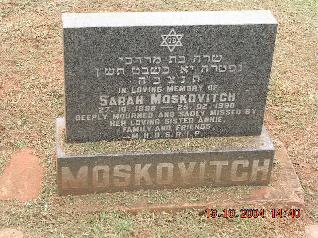 MOSKOVITCH Sarah 1898-1990