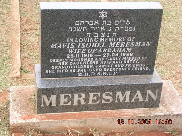 MERESMAN Mavis Isobel 1915-1998