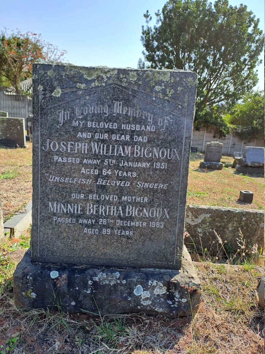 BIGNOUX Joseph William -1951 & Minnie Bertha -1983