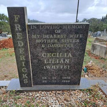FREDERICKS Cecilia Lilian nee WHYTE 1959-1998