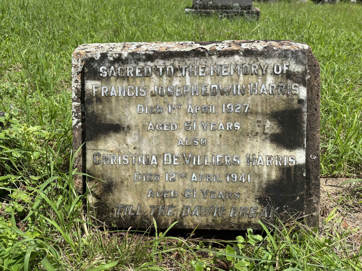 HARRIS Francis Joseph Edwin -1927 & Christina de Villiers -1941
