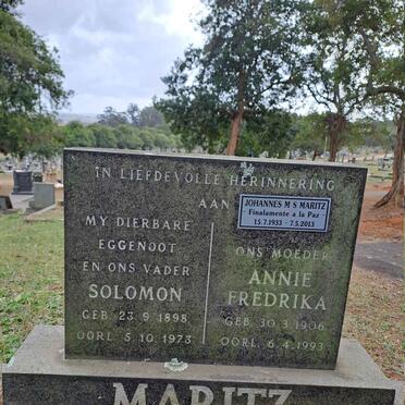 MARITZ Solomon 1898-1973 :: MARITZ Annie Fredricka 1906-1993 :: MARITZ Johannes M.S. 1933-2013