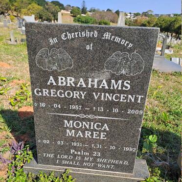 MAREE Monica 1931-1992 :: ABRAHAMS Gregory Vincent 1957-2009 