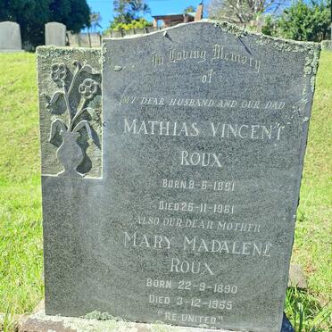 ROUX Mathias Vincent 1891-1961 & Mary Madalene 1890-1965