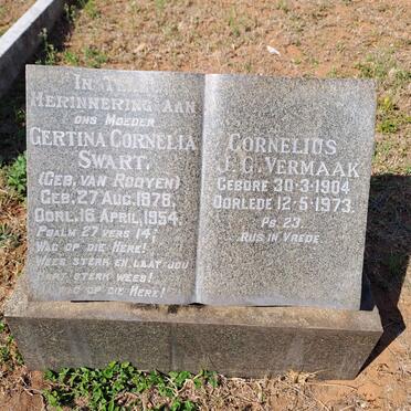 SWART Gertina Cornelia nee VAN ROOYEN 1878-1954 :: VERMAAK Cornelius J.G. 1904-1973