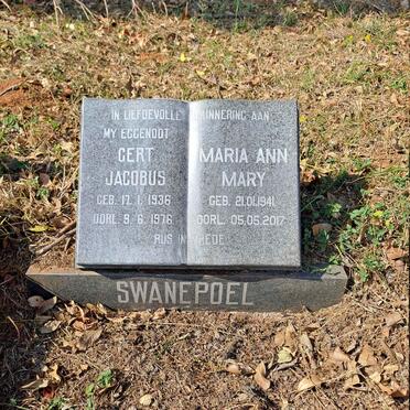SWANEPOEL Gert Jacobus 1936-1976 & Maria Ann Mary 1941-2017