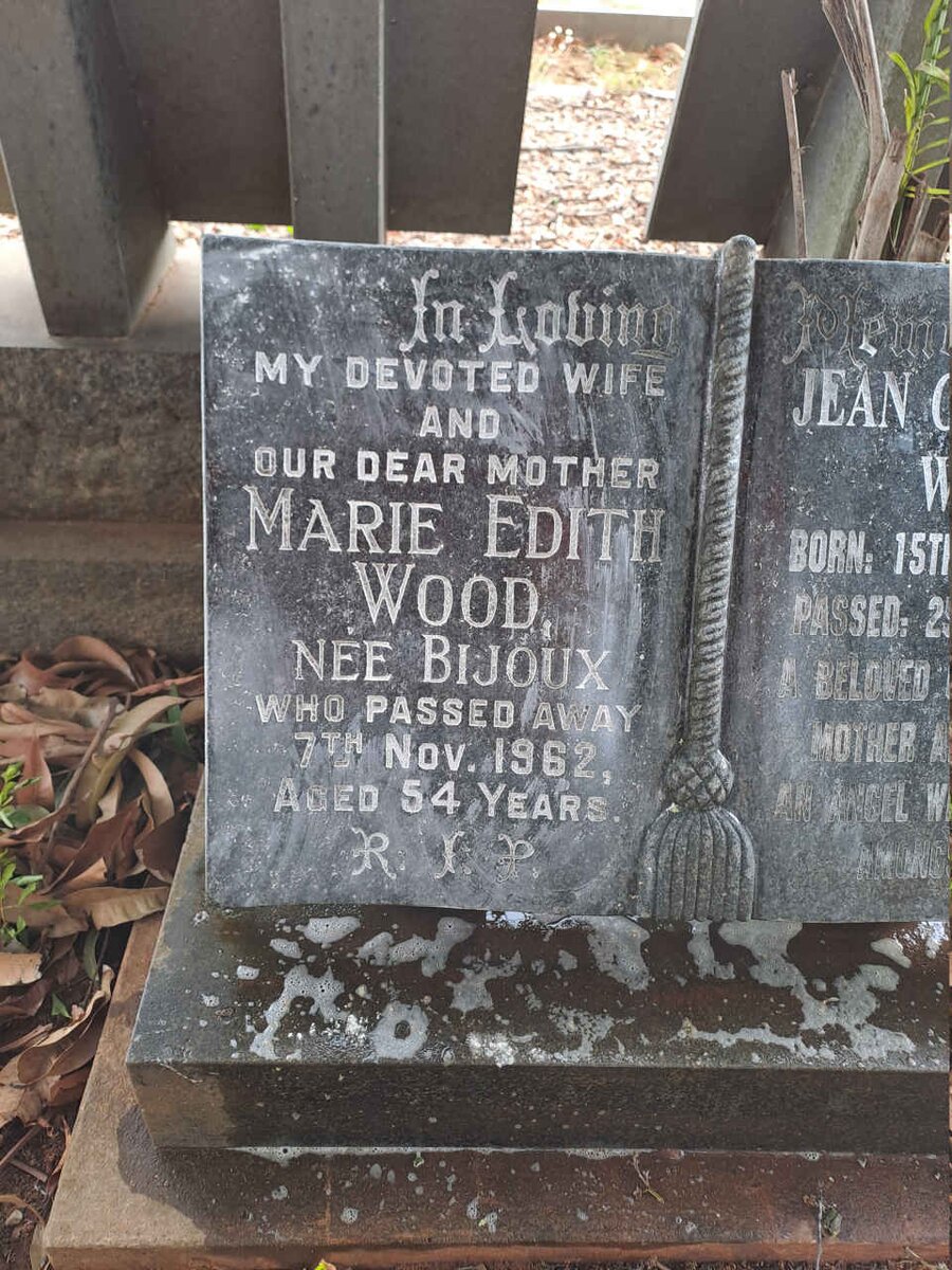 WOOD Marie Edith nee BIJOUX -1962