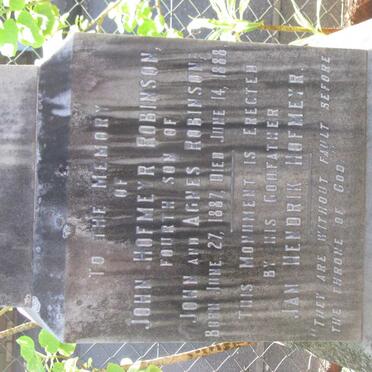 ROBINSON John Hofmeyr 1887-1888