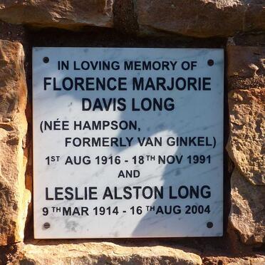 LONG Leslie Alston 1914-2004 &amp; Florence Marjorie Davis formerly VAN GINKEL nee HAMPSON 1916-1991