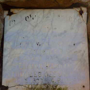 STUMBLES Cecil Washington 1897-1973 &amp; Elaine Wenham JACKSON 1906-1985