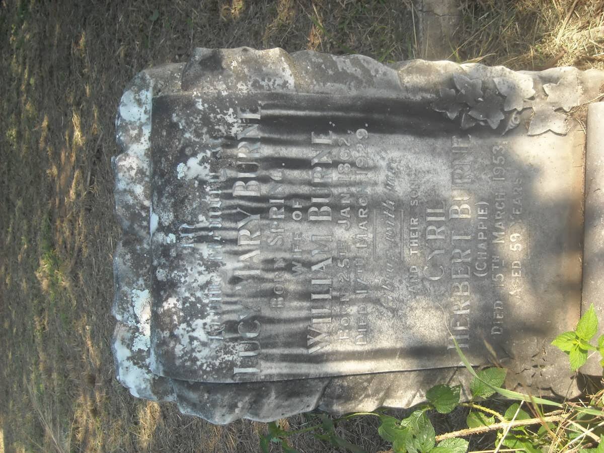 BURNE Lucy Mary nee SPRING 1862-1929 :: BURNE Cyril Herbert -1953