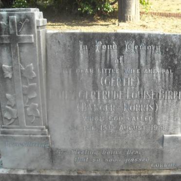 BIRBECK Emily Gertrude Louise nee BANGER-NORRIS -1938 :: NORRIS Emily nee MORSE -1940 :: NORRIS Thomas George -1927