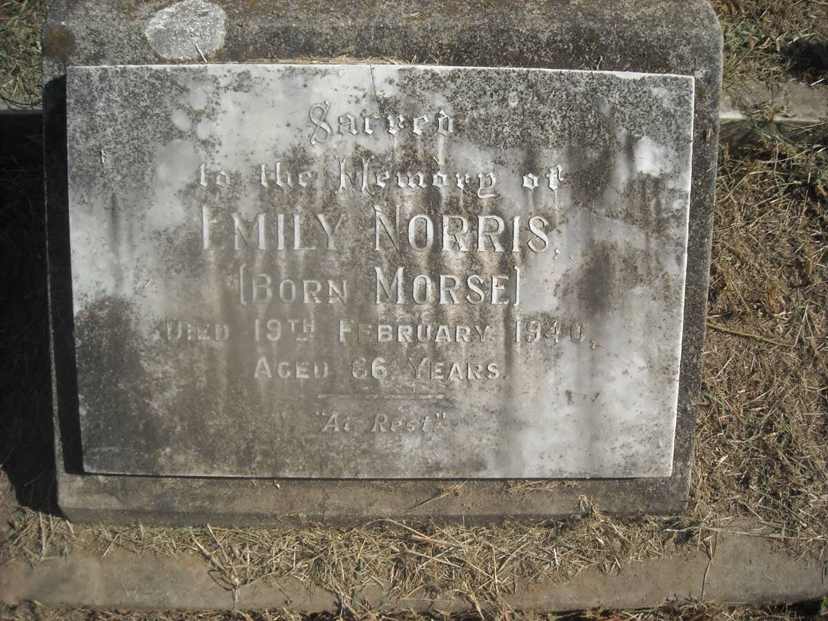 BIRBECK Emily Gertrude Louise nee BANGER-NORRIS -1938 :: NORRIS Emily nee MORSE -1940 :: NORRIS Thomas George -1927
