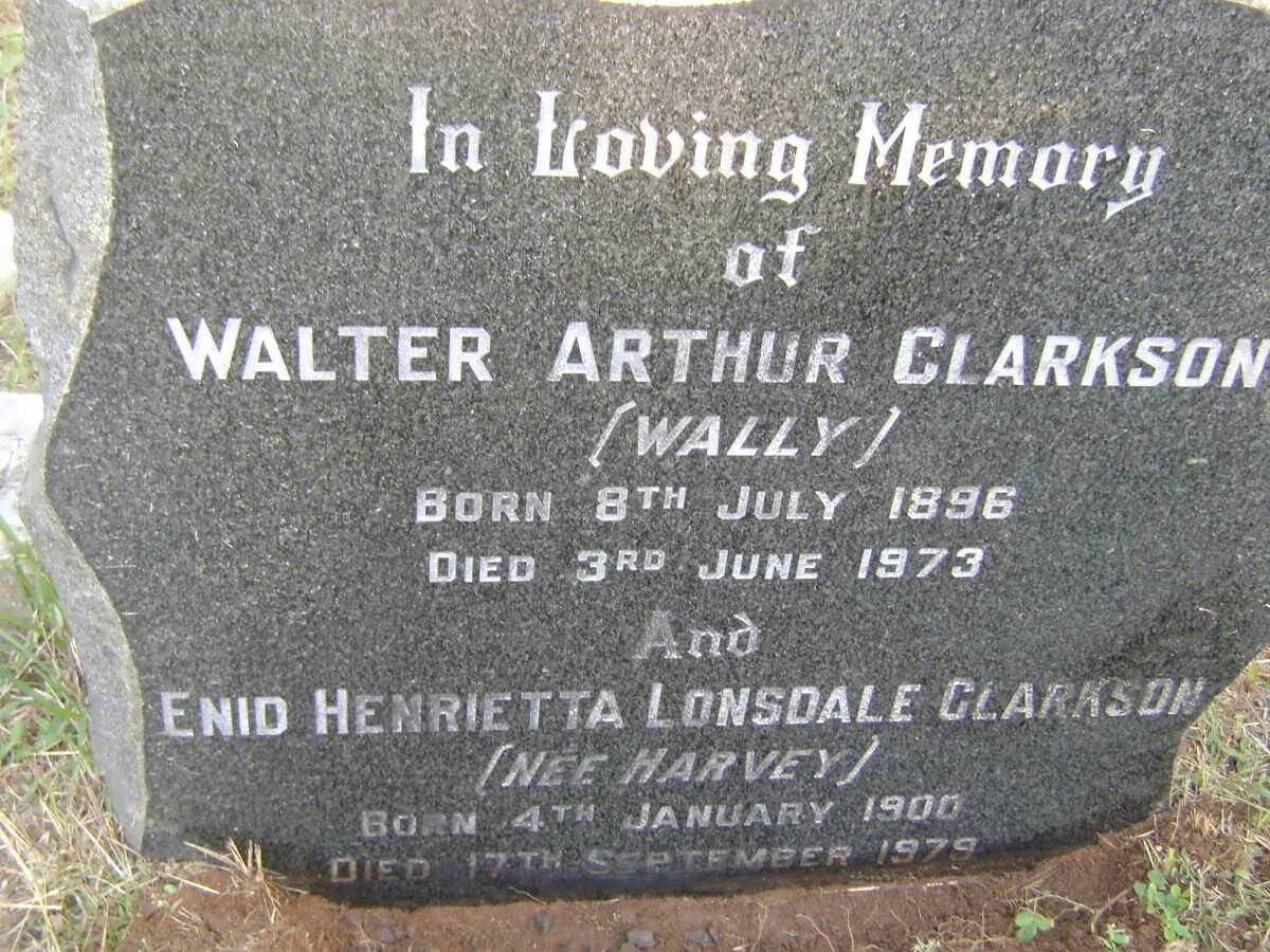 CLARKSON Walter Arthur 1896-1973 &amp; Enid Henrietta Lonsdale HARVEY 1900-1979